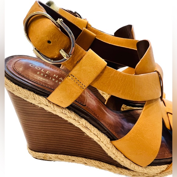 Cole Haan Leather Wedge Sandals - Picture 3 of 6